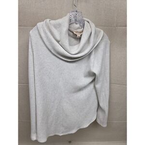 No Frills Los Angeles Cowl Neck Ribbed‎ Knit Sweater Oatmeal Grey Large